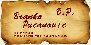 Branko Pucanović vizit kartica